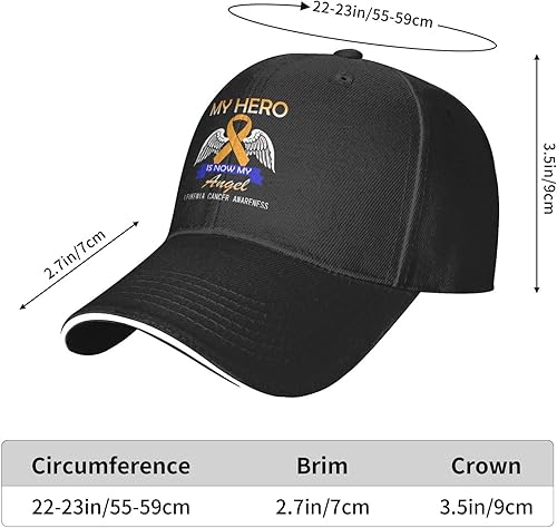 Miniatura 6 de My Hero is Now My Angel Leukemia Cancer Awareness Adult Adjustable Classic Casquette hat Baseball Cap Golf Cap Black Unisex