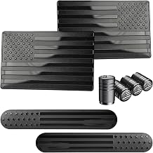 3D Metal Black American Flag Decal & Tire Valve Stem Caps for Cars | 8PCS Set 5"3" Flag Decal Fits Cars, Trucks, SUVs, Motorcycles & Bikes Patriotic USA Design