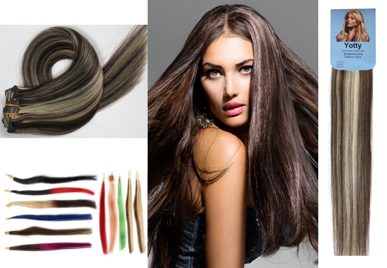 Remy Human Hair Extensions Premium Clip in Top Grade Hair for Full Head 20inch (Burgundy)