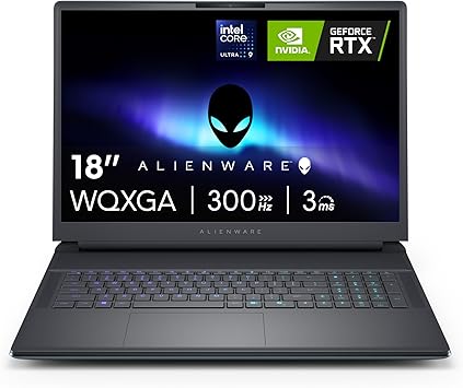 Alienware 18 Area-51 Gaming Laptop AA18250-18-inch QHD+ 300Hz 3ms Display, Intel Core Ultra 9-275HX, 32GB DDR5 RAM, 1TB SSD, NVIDIA GeForce RTX 5070, Windows 11 Home, Onsite Service – Liquid Teal