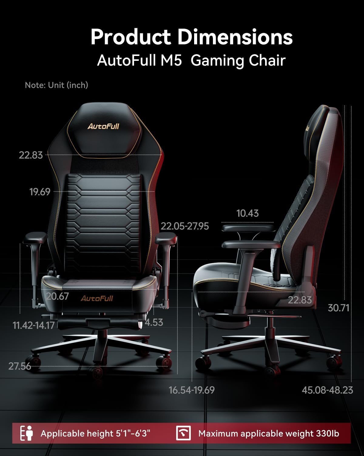 71dvs9CX31L._AC_SL1500_ AutoFull M5 Gaming Chair, Ergonomic Office Chair with Dynamic Lumbar Support, 4D Adjustable Armrests, and High-Back Design for PC Gaming with Footrest, Black