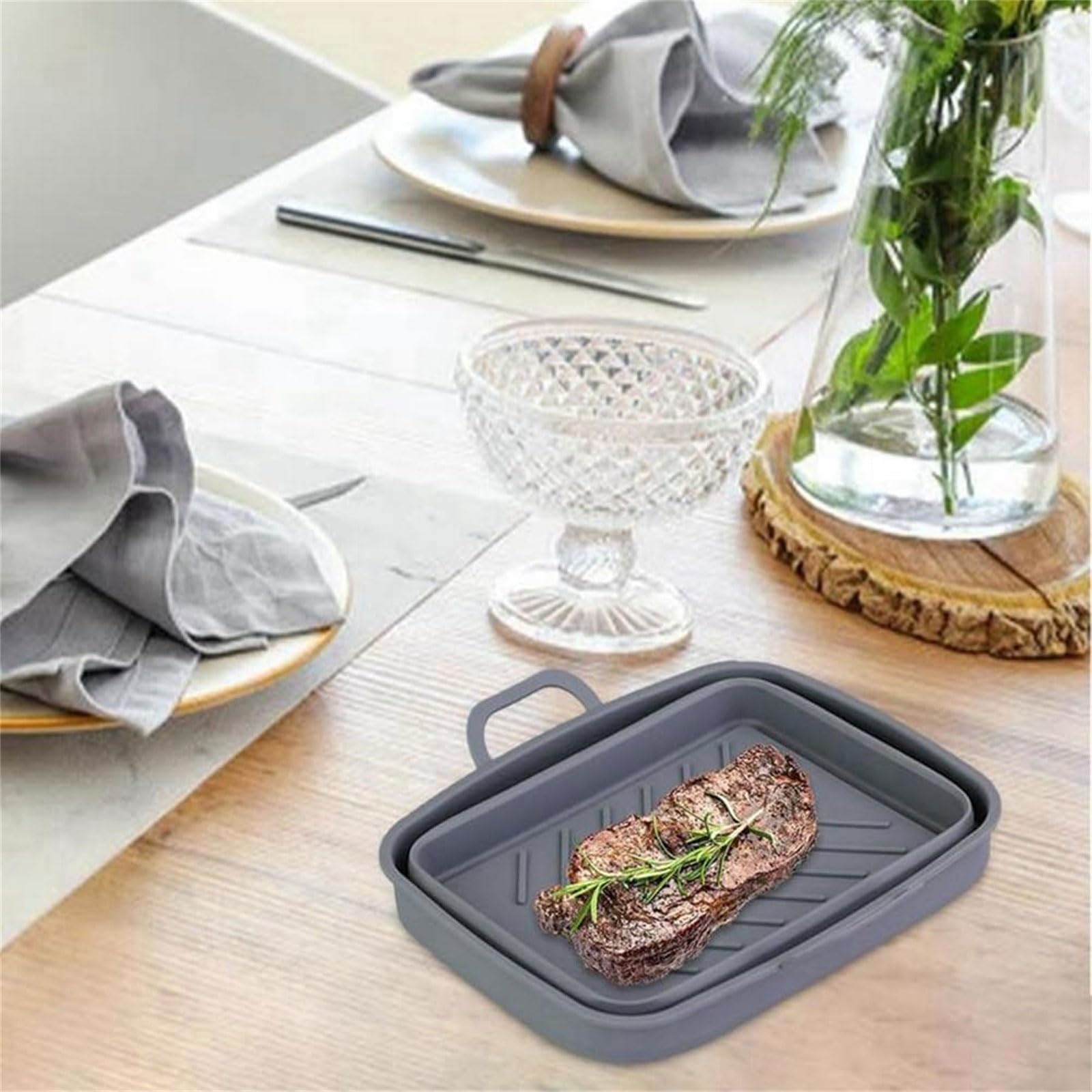 PANGBOER 4 teglia da Forno in Silicone Versatile Riutilizzabile per friggitrice Fodere per pentole in Silicone Strumento Cottura per Cucina teglia da Forno Durevole per friggitrice