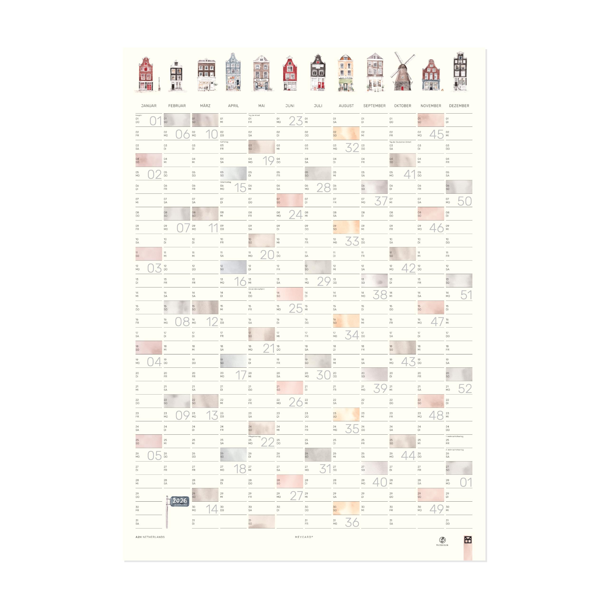 MEYCARD - A2H NETHERLANDS Wandkalender 2026, Hochformat DIN A2 