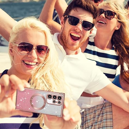 Miniatura 6 de ZTOFERA Funda magnética para Samsung Galaxy S22 Ultra 5G con purpurina degradada, compatible con MagSafe, funda protectora de poliuretano