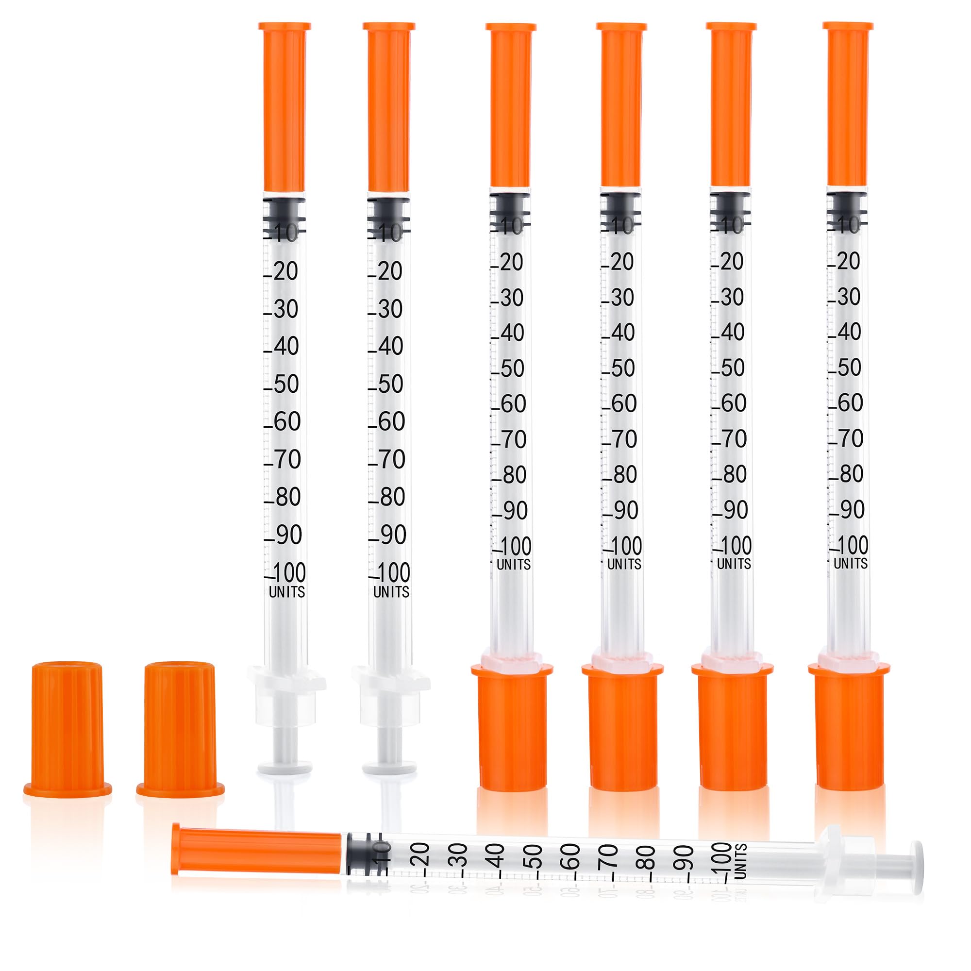 U-100 1 ml Syringe with 32Gauge 1/4Inch (6mm), Dispensing Syringe Lab Accessories, Individually Wrapped, 100Pack