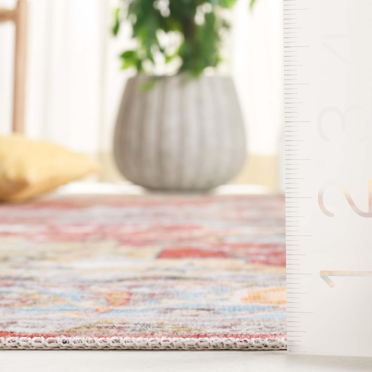 Safavieh Washable Rug Arizona Collection - 8' x 10', Rust & Aqua, Slip Resistant & Easy to Clean, Ideal for Living Room, Bedroom, Home Office, Dining Space (ARZ126Q)