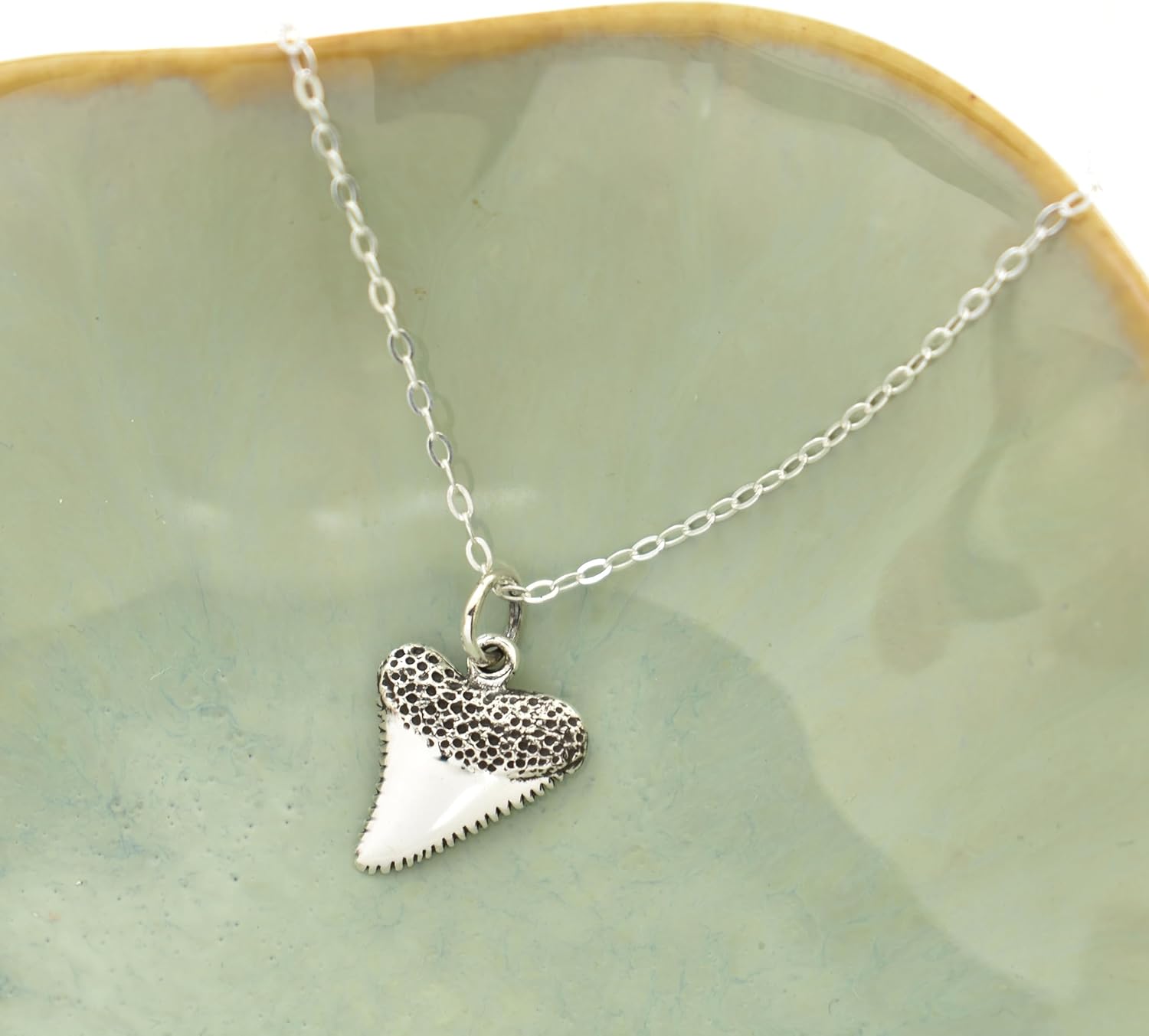 MOM & THREE DAUGHTERS Sharks Tooth Necklace| 925 Sterling Silver | 18" Cable Chain | Gift for Shark Fan, Surfer, Marine Biologist