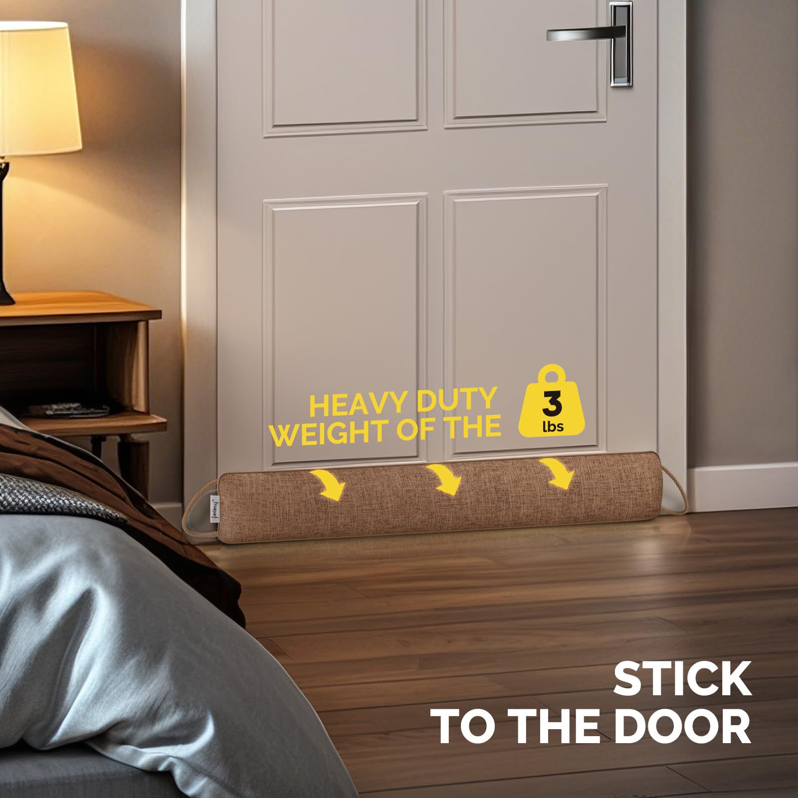 Fowong Under Door Draft Stopper - 48 Inch, Brown, Blocks Cold Air, Dust, Noise For Sliding, French, Patio Doors - View #2