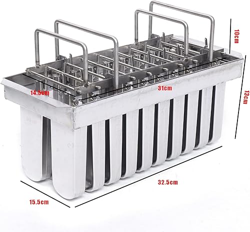 Vista 2 de 20 moldes comerciales para paletas de hielo de acero inoxidable con palos de madera y cepillo de limpieza, moldes para hacer paletas de hielo, molde