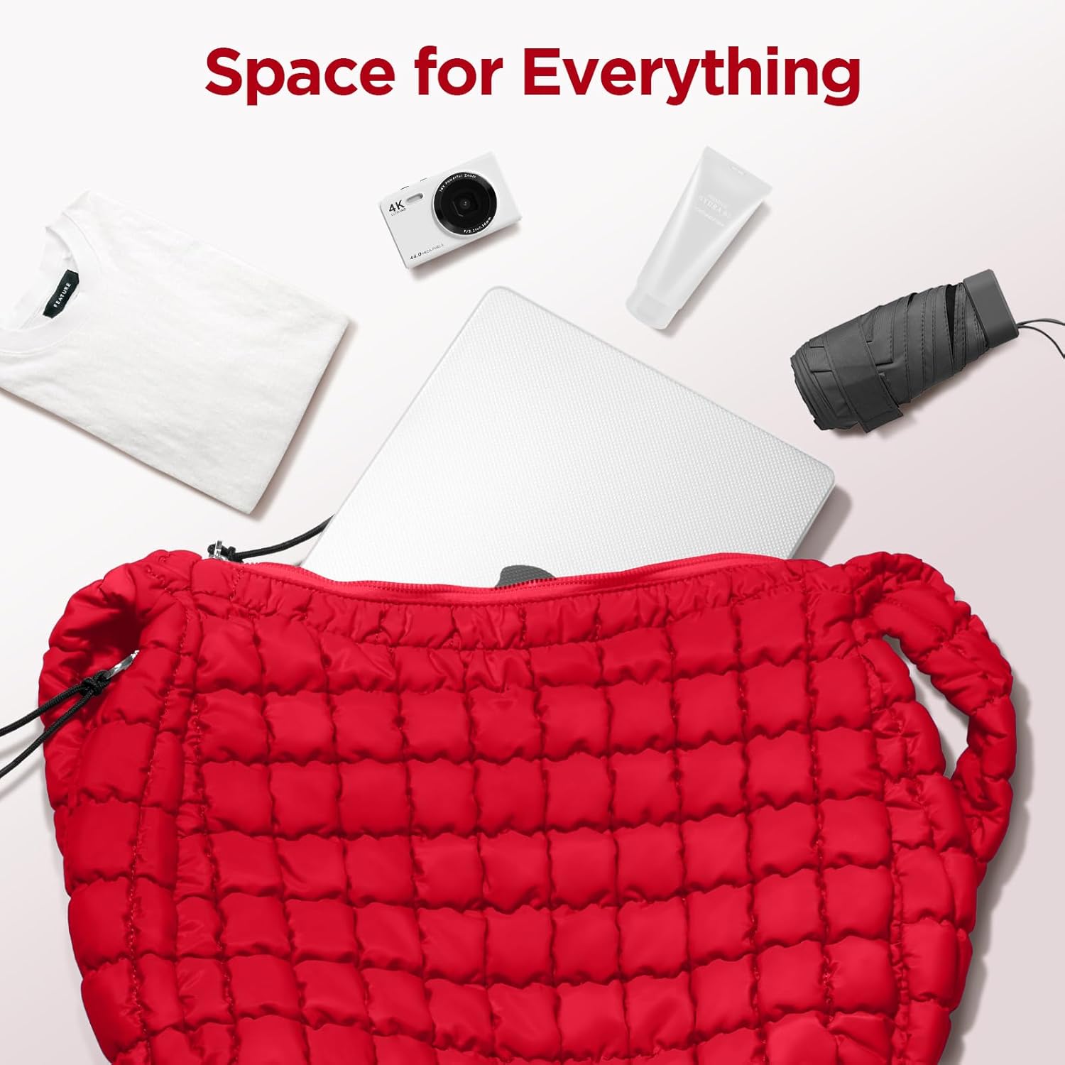 Puffer Tote Bag for Women Large Quilted Tote Bag Quilted Carryall Bag Soft Puffy Crossbody Bag Hobo Handbags Puff Purse - Image 4