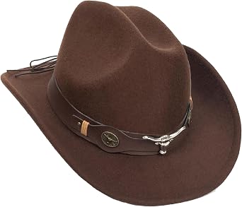 Vintage Women Men Western Cowboy Hat Cowgirl Hat Wide Brim Outdoor Fedora Hat with Buckle Belt M
