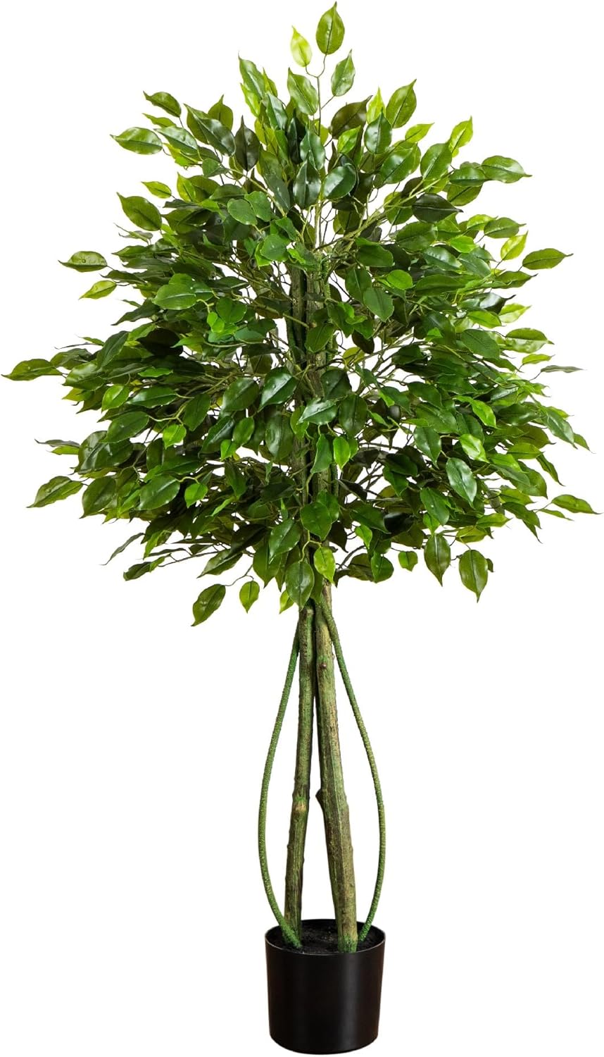 Nearly Natural 4.5ft UV Resistant Artificial Ficus Tree Indoor/Outdoor Greenery