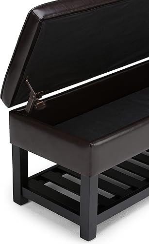 Miniatura 146 de SIMPLIHOME Cosmopolitan - Banco otomano rectangular de transición de 44 pulgadas de ancho con parte inferior abierta en piel sintética vegana gris