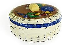 Vista 1 de Calentador de tortilla Tortillero de Mimbre Tradicional Hecho en México Tradicional Hecho a México Espuma de poliestireno pintado a mano Floral