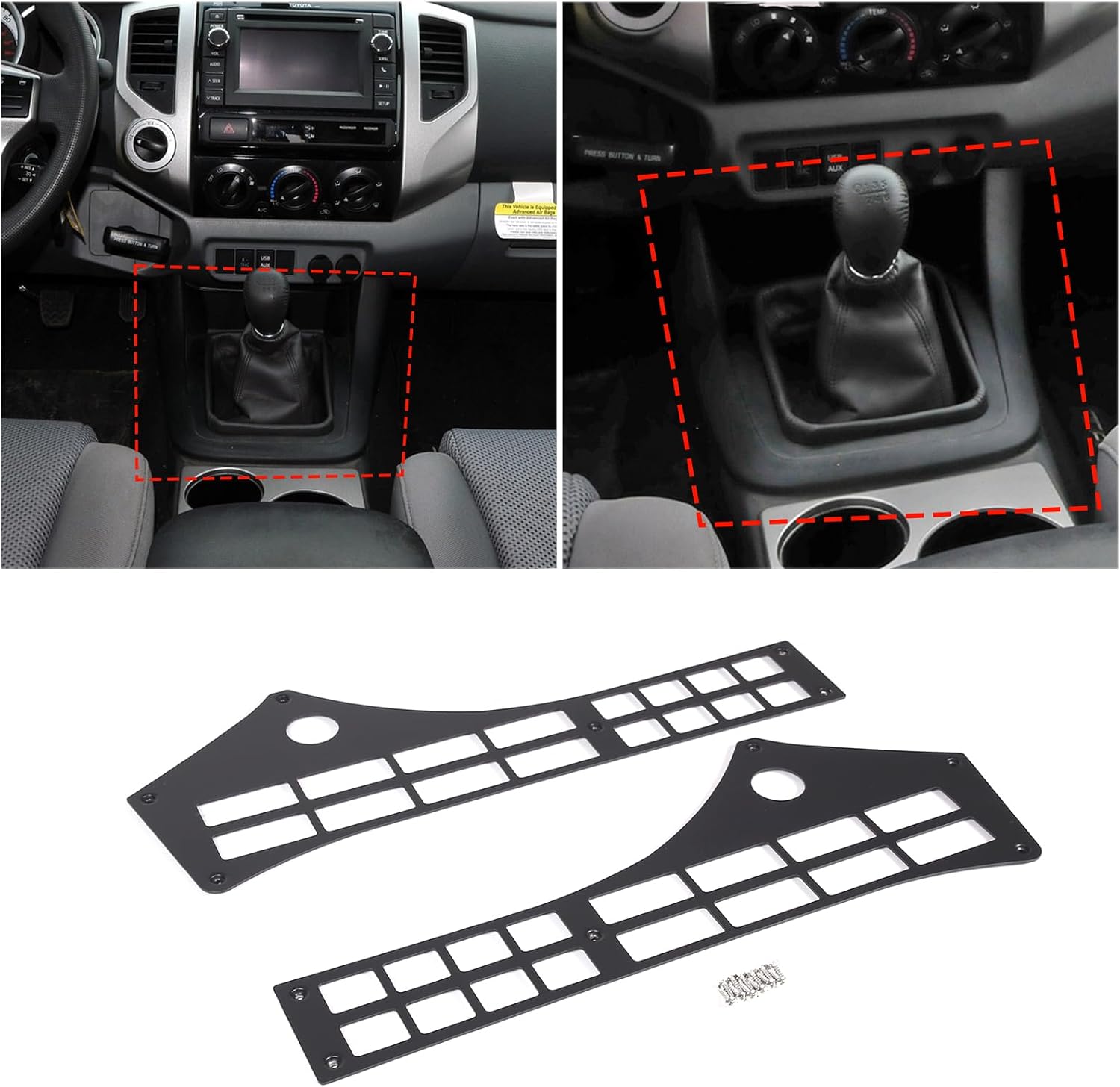 Interior Storage Molle Panel Center Console Organizer, Alloy Car Interior Center Console Modular Storage Panel Compatible with Toyota Tacoma 2006-2010 2011-2014 Accessories(Without Storage Box)