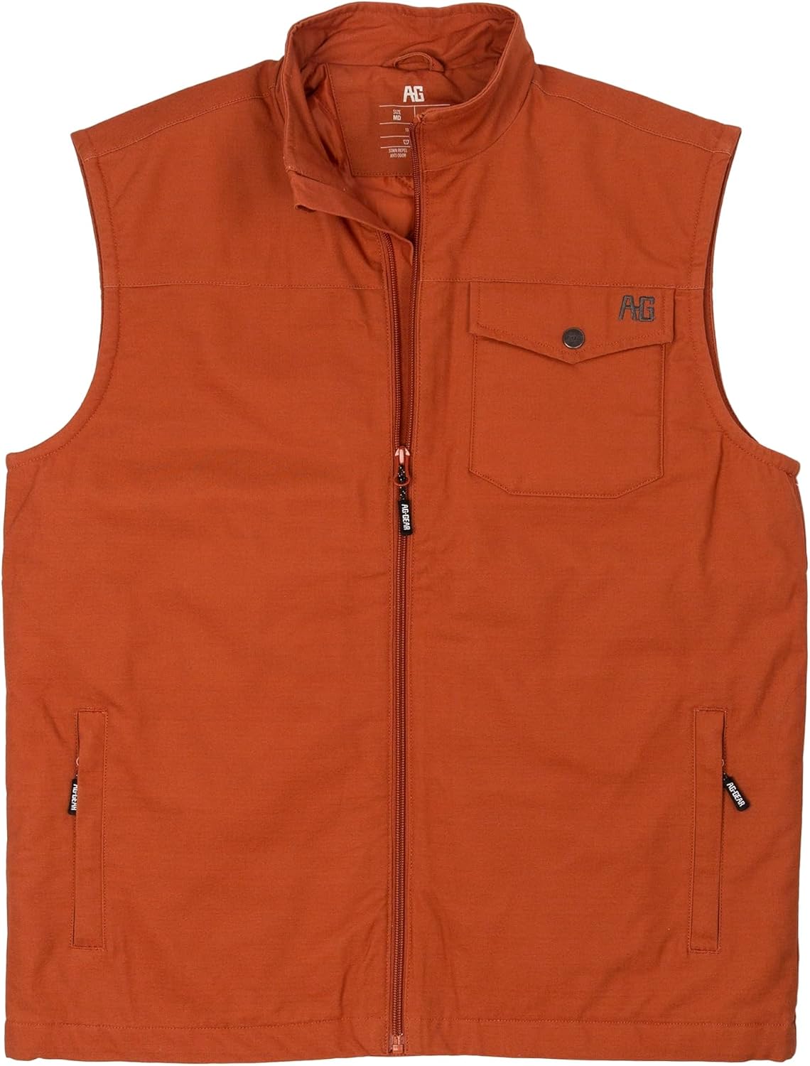 AG-GEAR Men's Winston Vest, Wind Resistant Cotton-Performance Work Vest, Full-Zip, Quilted Interior Lining, Snap Front Pocket