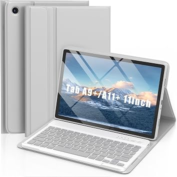 MMK for Samsung Galaxy Tab A11+/A9+ Plus Case with Keyboard Gray, 11 inch