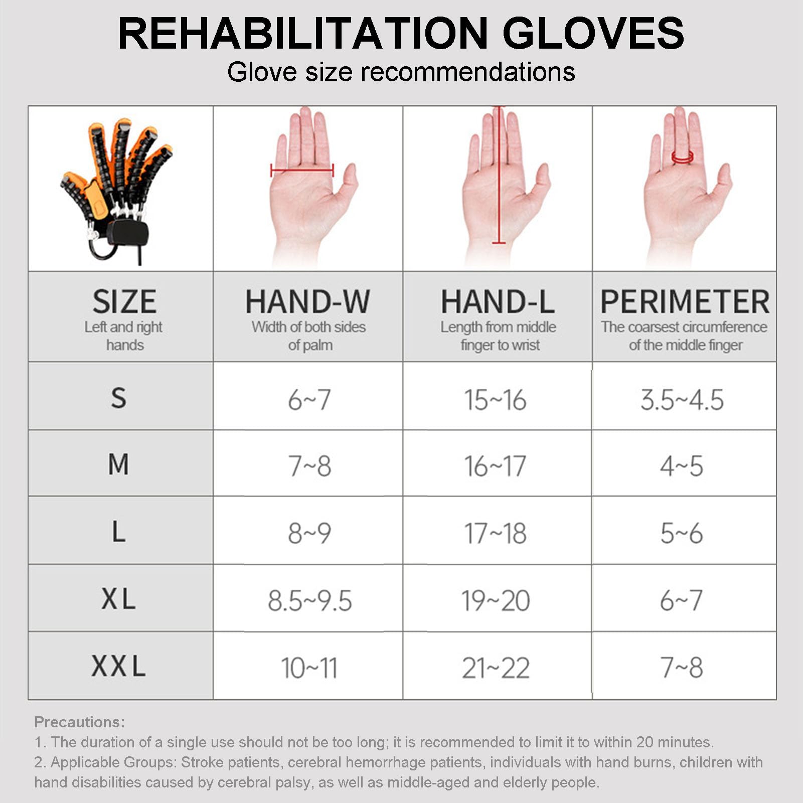 Guante Rehabilitación Robot, Guantes Rehabilitación Dedos Ictus, Dispositivo Recuperación Función Mano, Equipo Recuperación para Aliviar Rigidez Mano a Largo Plazo Left S