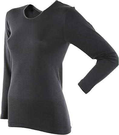 Janus 85% Merino Wool 15% Silk Womens Long Sleeve T-Shirt. Machine Washable. Made in Italy.