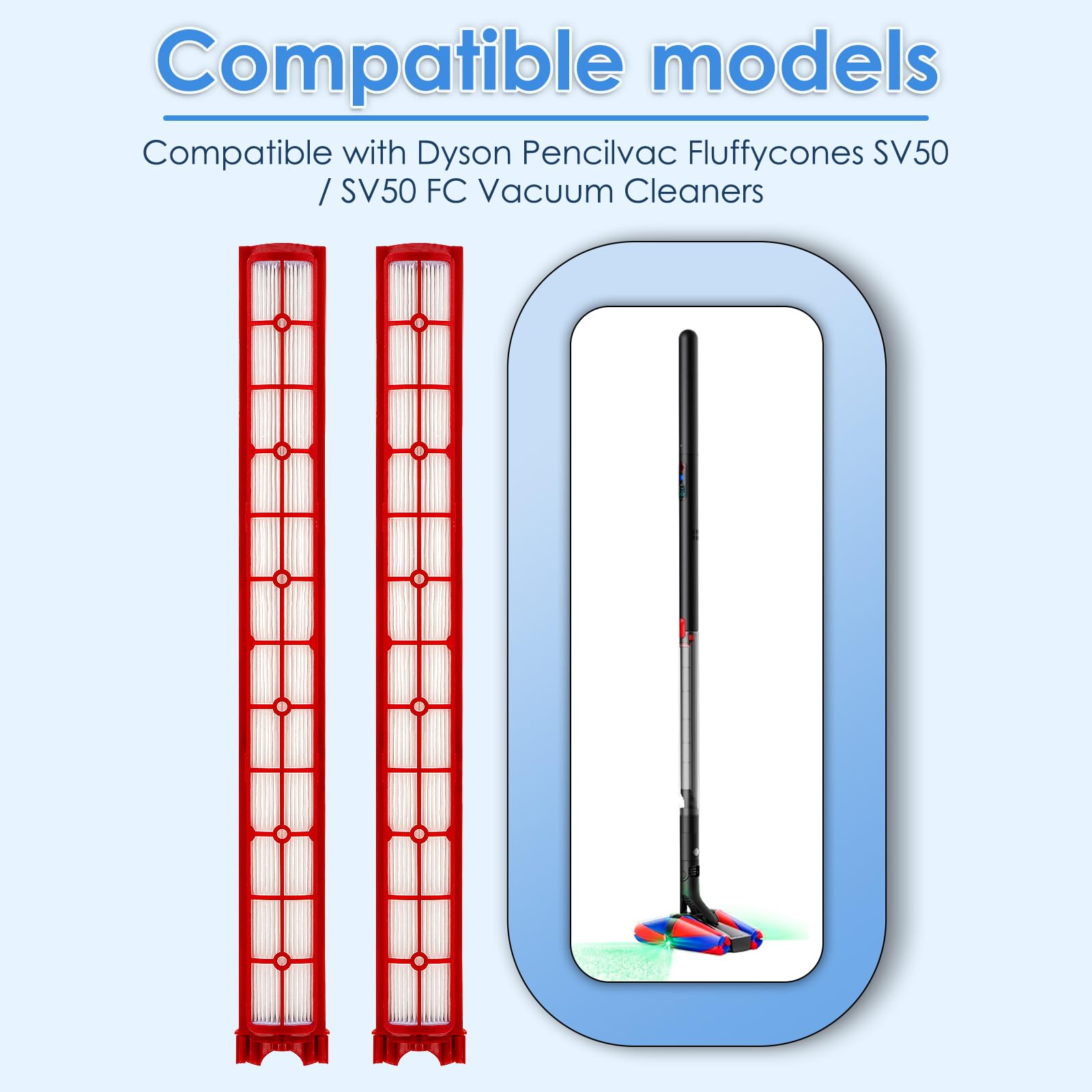 (6 Pièces) filtres HEPA de remplacement compatibles avec les aspirateurs Dyson Pencilvac Fluffycones SV50 FC/SV50 FF AM, filtres d'aspirateur, filtre vertical