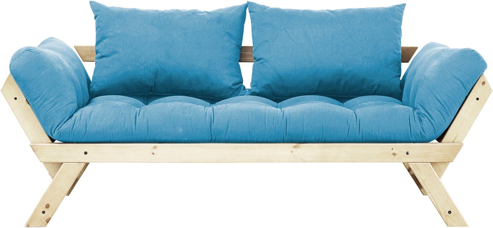 Fresh Futon Bebop Convertible Futon Sofa/Bed, Natural Frame, Horizon Blue Mattress