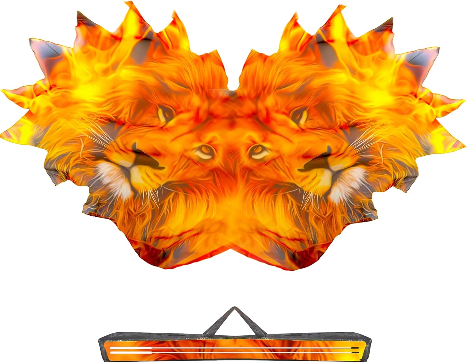 54"x45" Lion Worship Flags for Dance Church, Praise Dance Flags for Worship, Fire Flag with Flexible Rods & Carrying Bag, 2 Pack, Yellow Orange Black