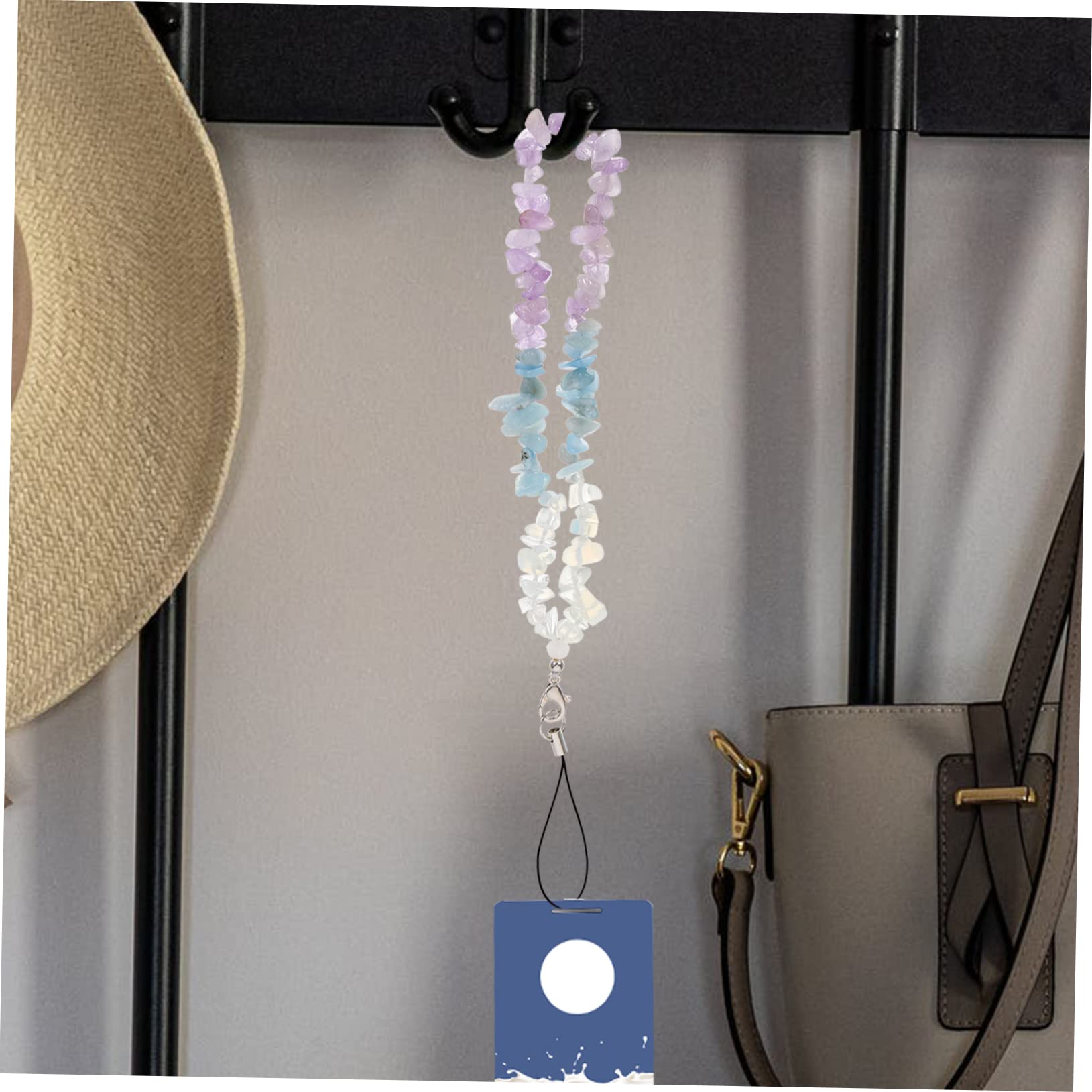 Angoily Cordón De Cristal Llavero De Seguridad De Cordón Hecho A Mano Para Las Mujeres - Perdido Cuerda Colgante Cadena Colgante Correa De Muñeca Piedra De Cristal Púrpura