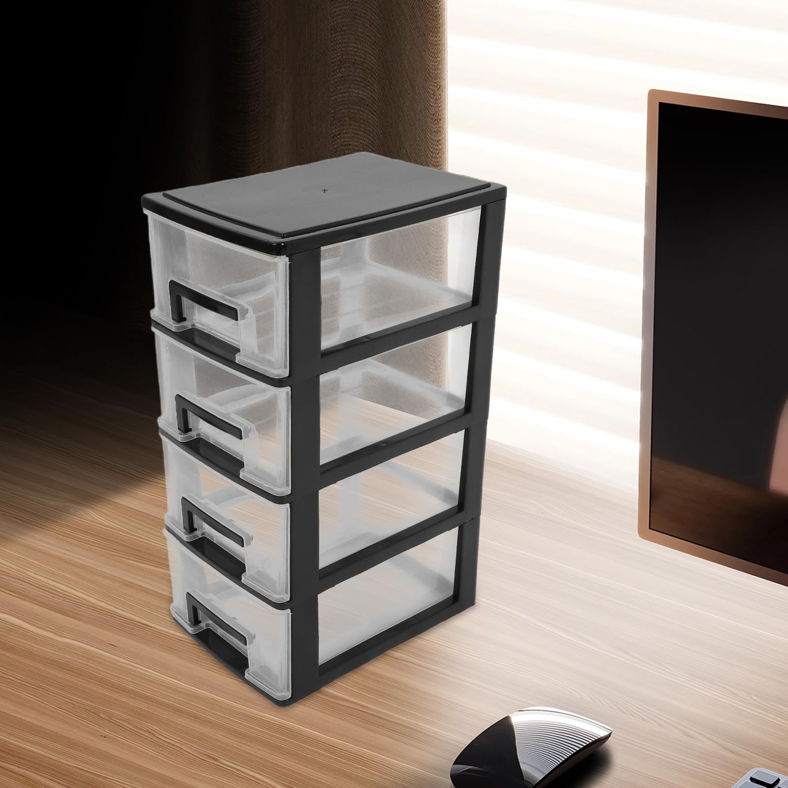 SOLUSTRE Aufbewahrungsschrank Kompakte Vierlagiger Transparenter mit Schubladendesign aus Pp Kunststoffbox für Maximale Ordnung und Platzersparnis für Badezimmer und Wohnzimmer