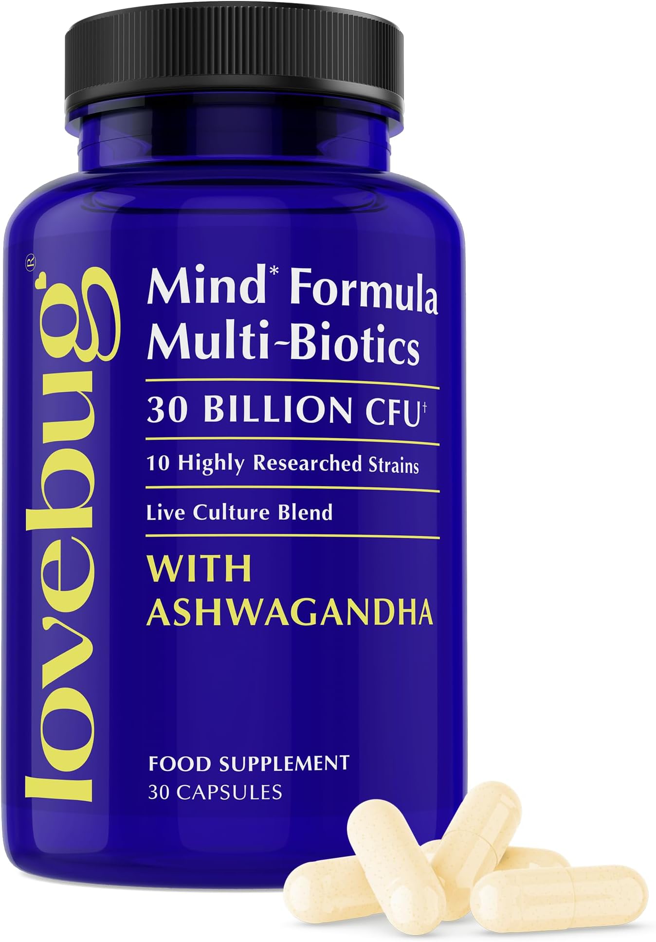 Mind Formula Multi-Biotics 10 Clinically Studied Strains & Patented Organic Ashwagandha 30 Count