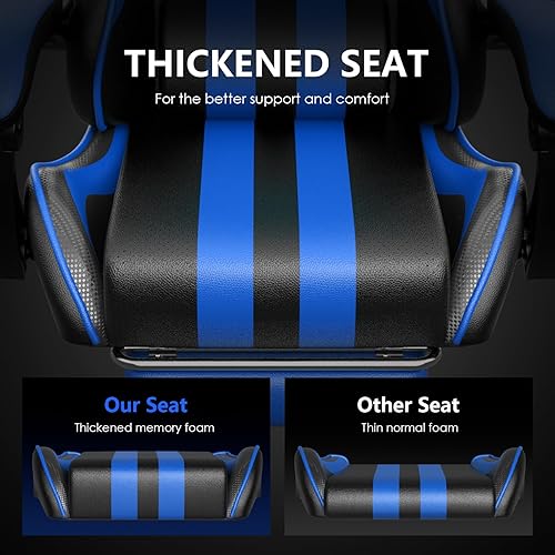 Miniatura 4 de Huracan Silla de juegos con reposapiés, sillas ajustables para computadora de videojuegos para adultos, respaldo reclinable, silla de escritorio de