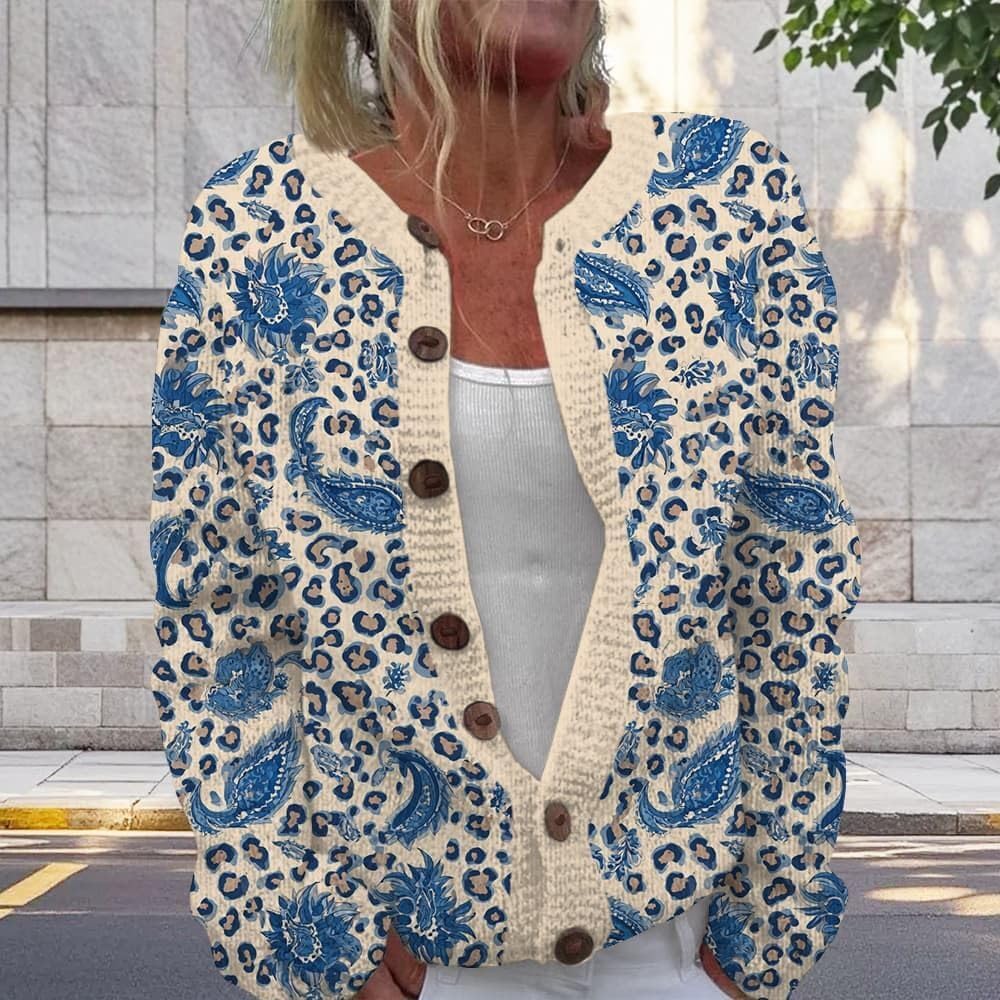 ZOCANIA Cardigan for Women Graphic Open Knit Sweaters Long Sleeve Button Down Cropped Cardigans Soft Winter Outwear - Image 2