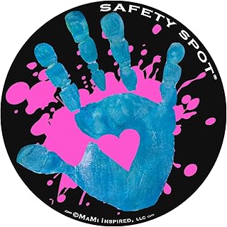 Magnet - Kids Handprint for Car Parking Lot Safety - Black Background with Colored Paint Splat (Pink (Blue Hand))