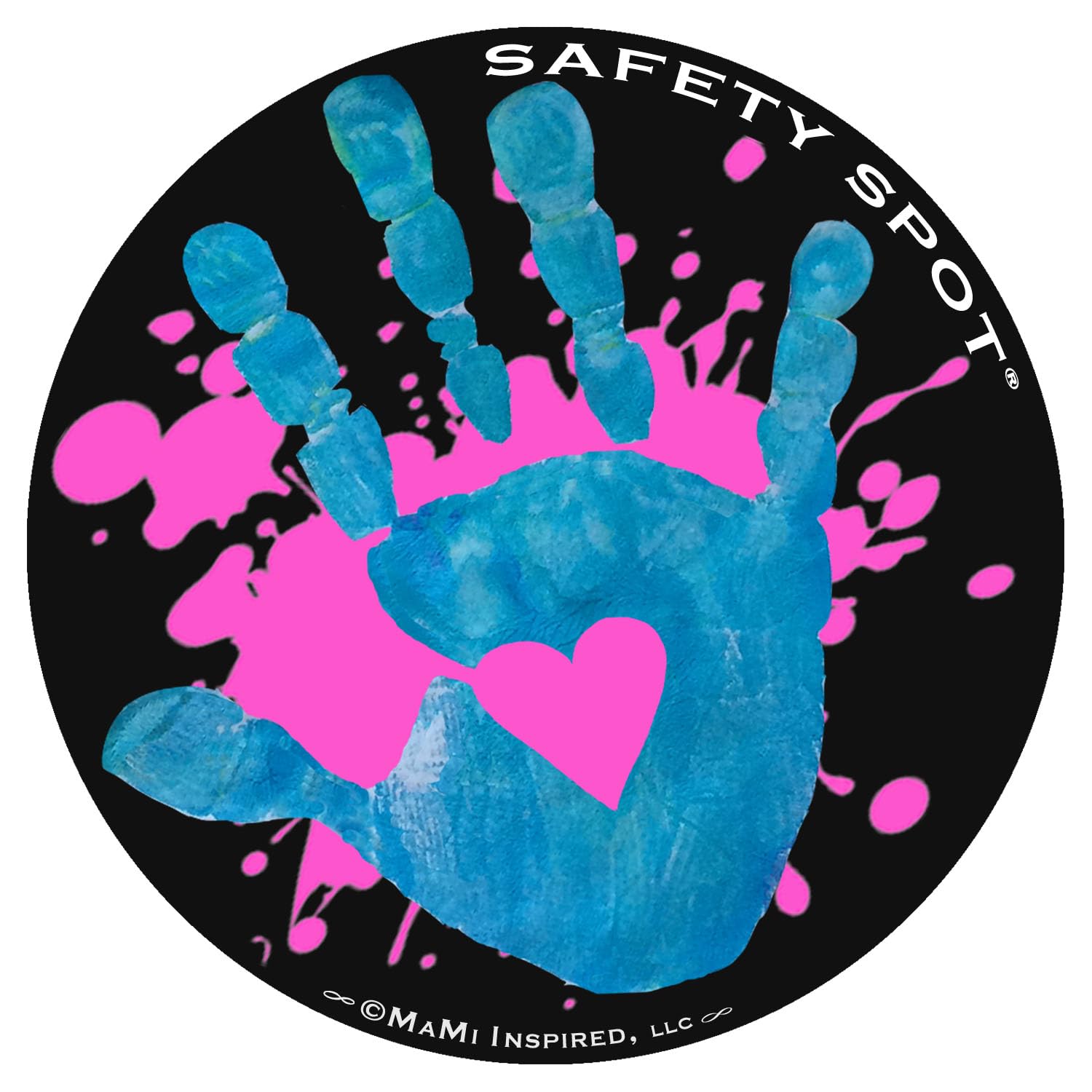 Aimant empreinte de main d'enfants pour parking noir et rose