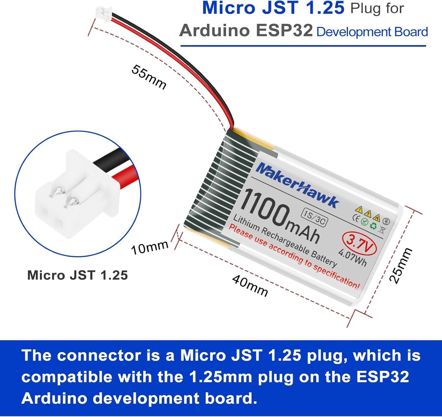 ESP32 LoRa V3 Module Board with 1100mAh Battery Set - with 863-928MHz Antenna and SX1262 LoRa V3 Devices for Meshtastic Arduino LoRawan IOT