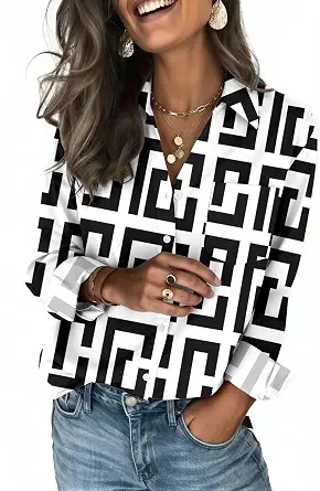 Zeagoo Women's Long Sleeve Blouses Dressy Casual Button-Down Shirts