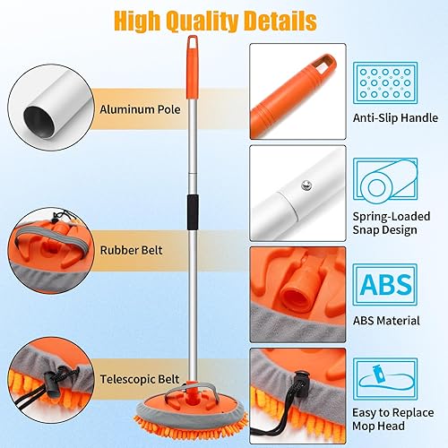 Miniatura 2 de Jaronx Cepillo de lavado de automóvil de 62 pulgadas con mango largo, kit de limpieza de coche de microfibra de chenilla, kit de cepillos para