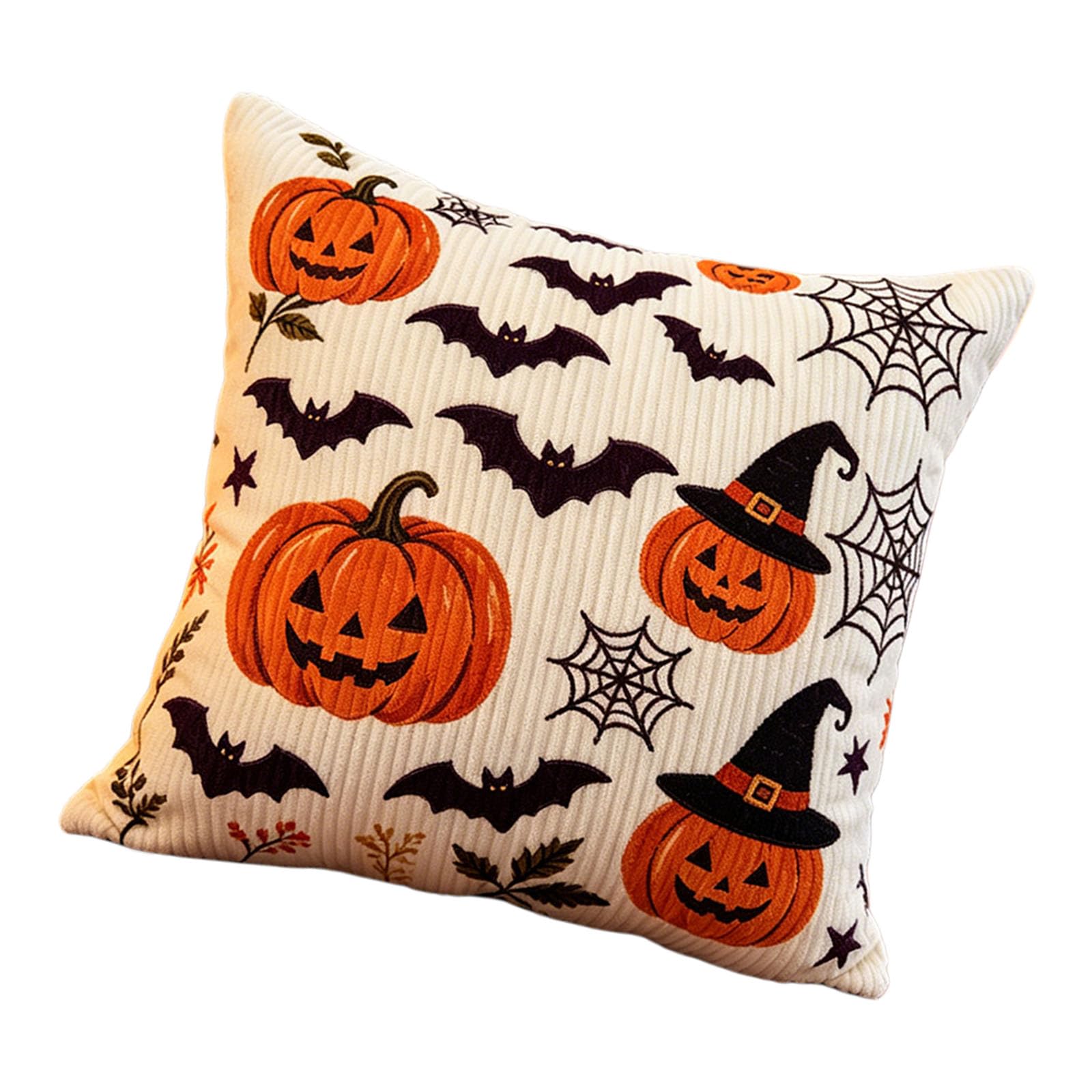 YWLUUOO Halloween Throw Pillow Cover Corduroy 45x45cm, Fall Cushion Sleeve for Sofa, Bed, Party and Seasonal Home Decor Accent