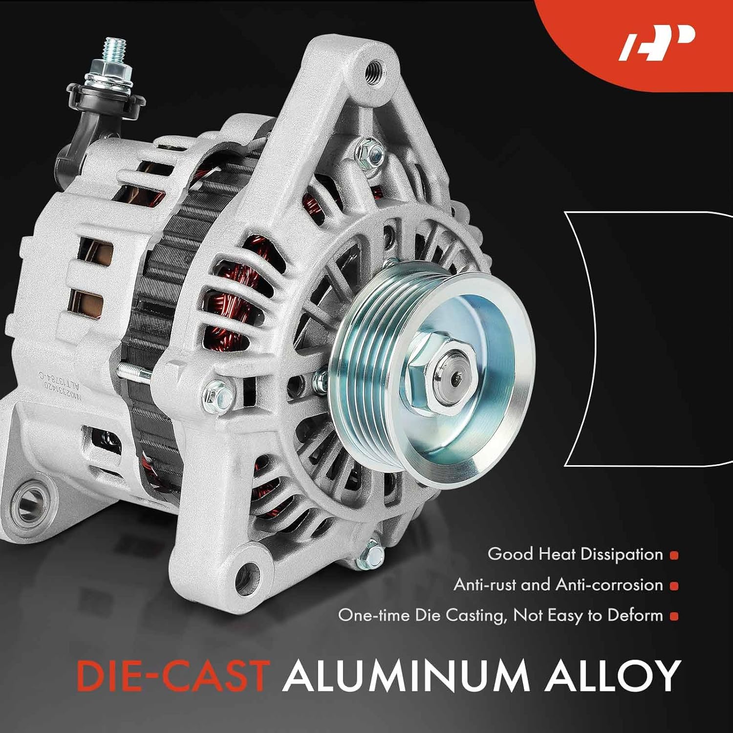A-Premium Alternator Compatible with Infiniti G20 1999 2000 2001 2002 2.0L, 12V 90A 6-Groove Pulley Clockwise, Replace# A002TB0491A