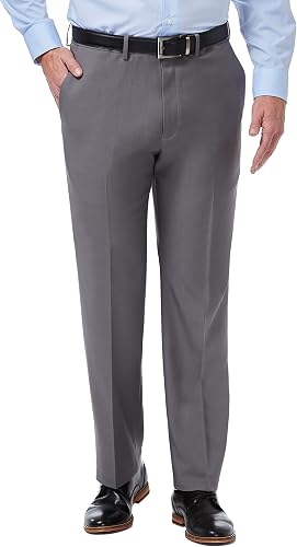 Haggar Men's Premium Comfort Classic Fit Flat Front Expandable Waist Pant, Mediu