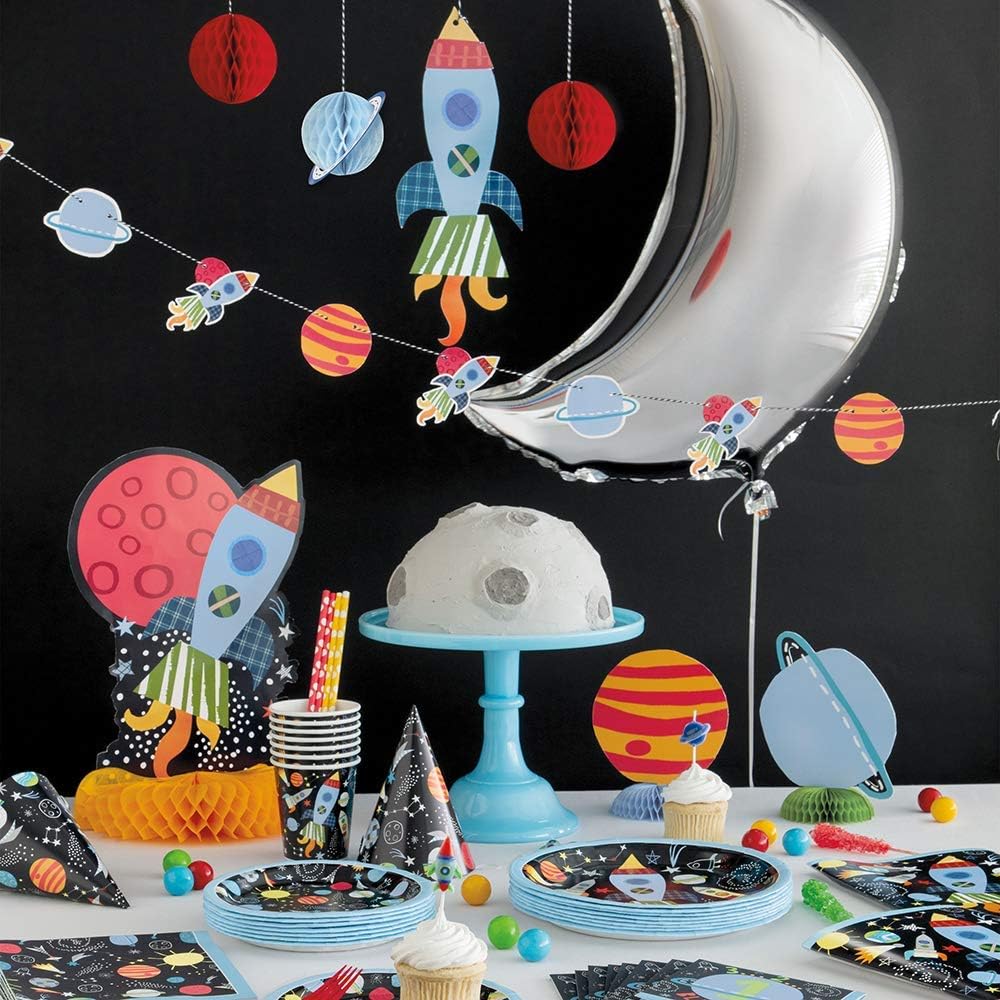 Stellar Outer Space Round Dinner Plates (22cm) - Vibrant Multicolor Galactic Design - Perfect for Themed Parties & Events - 8ct - Image 3