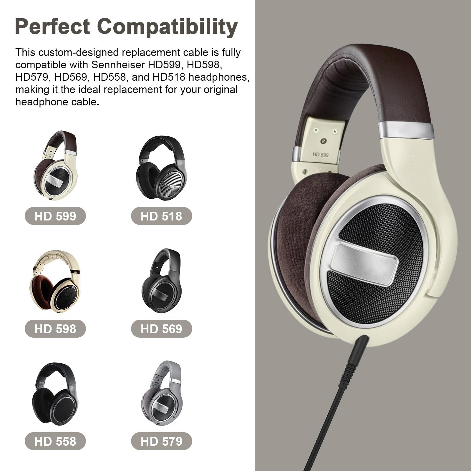 Amazon | Zosvoses HD598ケーブル コイル状 ゼンハイザー HD599、HD598