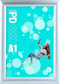 Bilderrahmen Plakatrahmen - A1 - Aluminium - UV-Schutzfolie - Schnappverschluss - Schutzrahmen - Silber