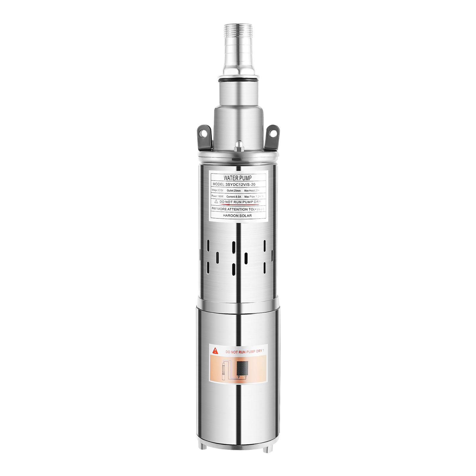 Pompe Submersible 12V 180W - Débit 1,2 M³/h - Hauteur De Refoulement 30m - Acier Inoxydable IP68 - Câble 17m - 3