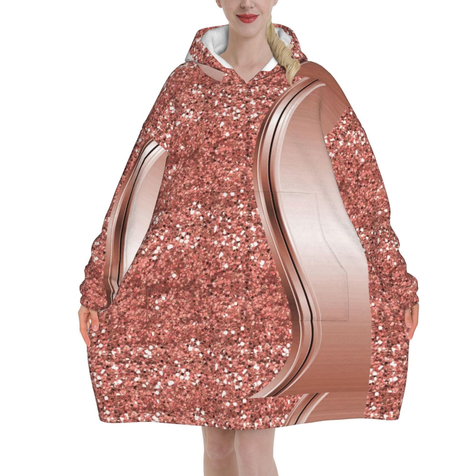 Sweat plaid à capuche rose doré le cadeau cocooning idéal - 8