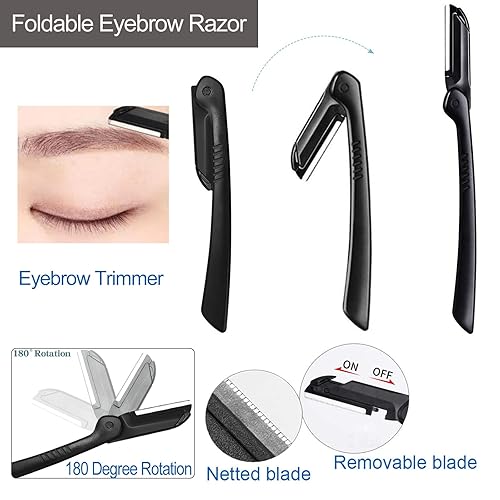 Miniatura 3 de KAJUDA - Maquinilla de afeitar para cejas, kit de cejas 5 en 1, juego de aseo de cejas para mujeres y hombres, incluye pinzas de peine, tijeras,