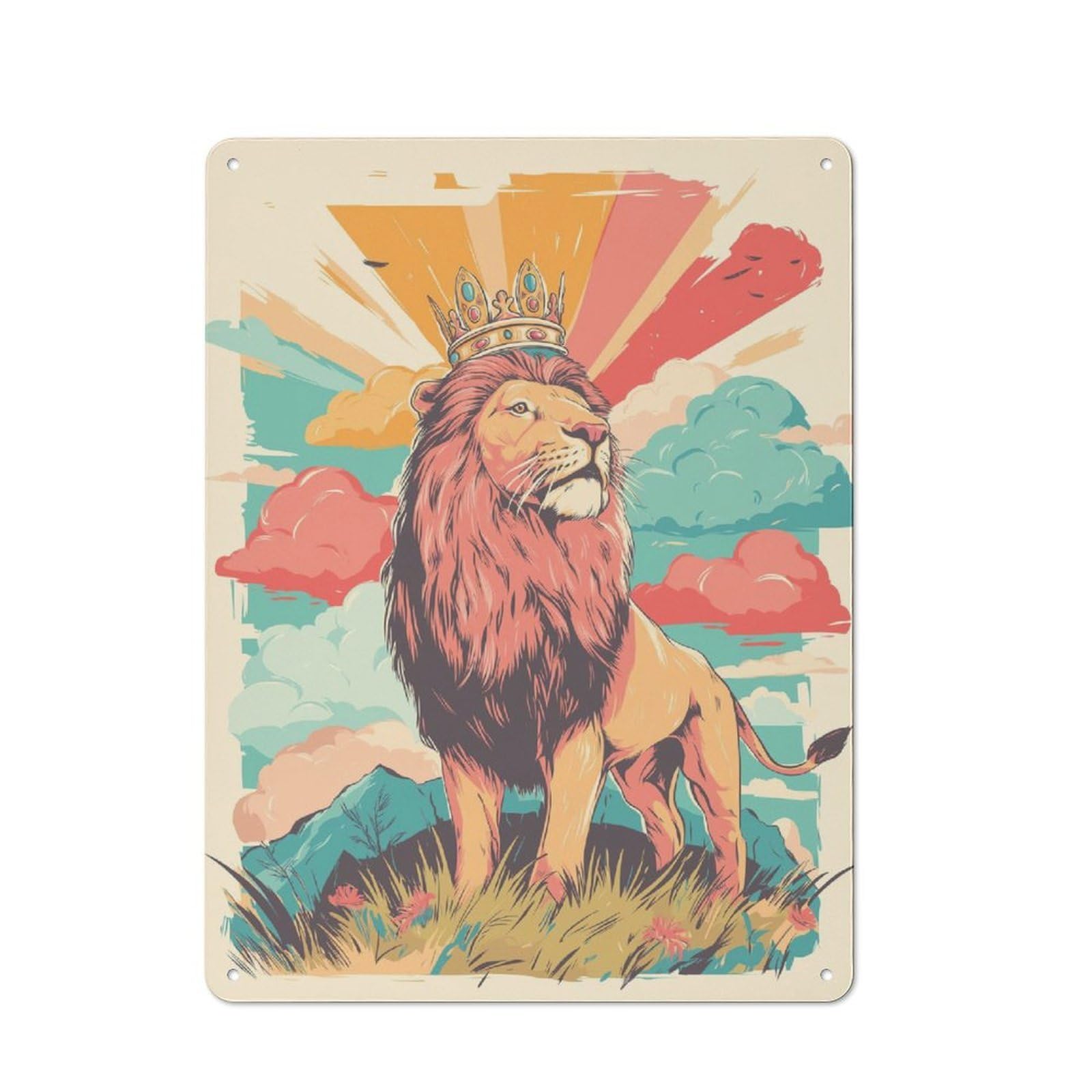 Junmoney Royal Lion Majesty -4 For Lounge Or Reading Corner, Retro Metal Sign 40X30cm, For Metal Sign Collectors, For Garage And Workshop Walls