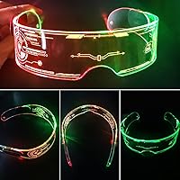 Vista 5 de Fency Cyberpunk - Gafas LED recargables por USB con control bilateral, 7 colores cambiantes intermitentes