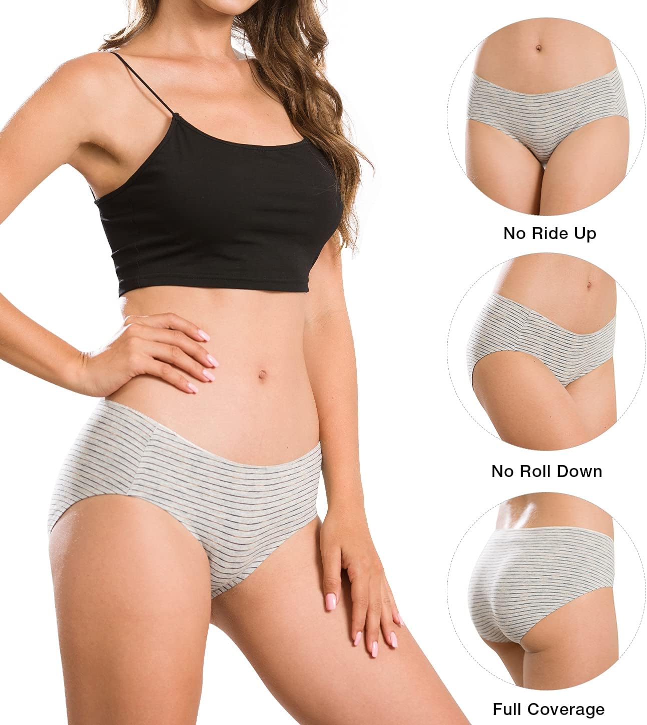 Altheanray Womens Underwear Cotton Seamless Soft Hipster Panties Ladies Mid Rise Bikini - Image 2