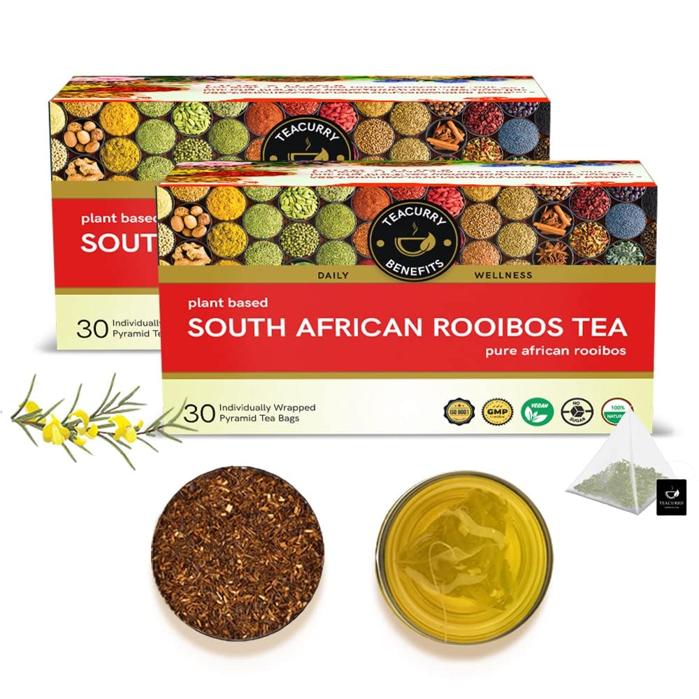Teacurry South African Rooibos Tea (2 Months Pack, 60 Tea Bags) - Source of Antioxidants, Manage Heart Health | Rooibos Tea | Rooibos Herbal Tea | Rooibos Red Tea