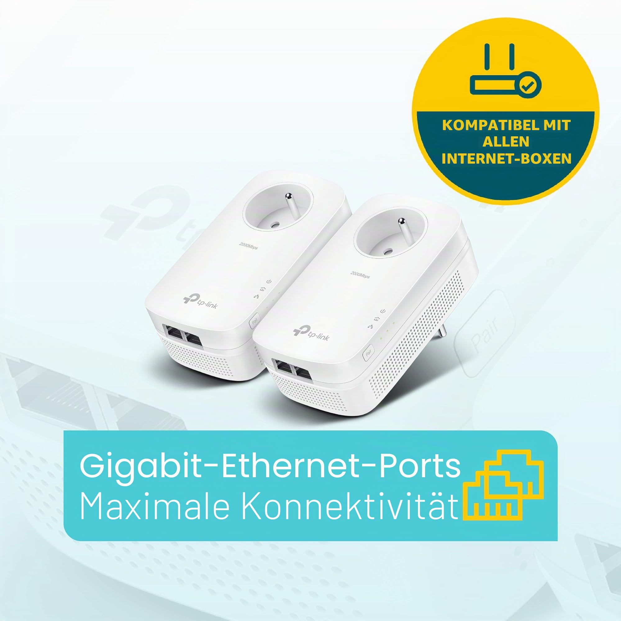 TP-Link TL Adapter-Set CPL CPL, TL-PA9025P KIT(FR), Weiß, 2000 Mbps (Hyper Rapide) + Prise intégrée